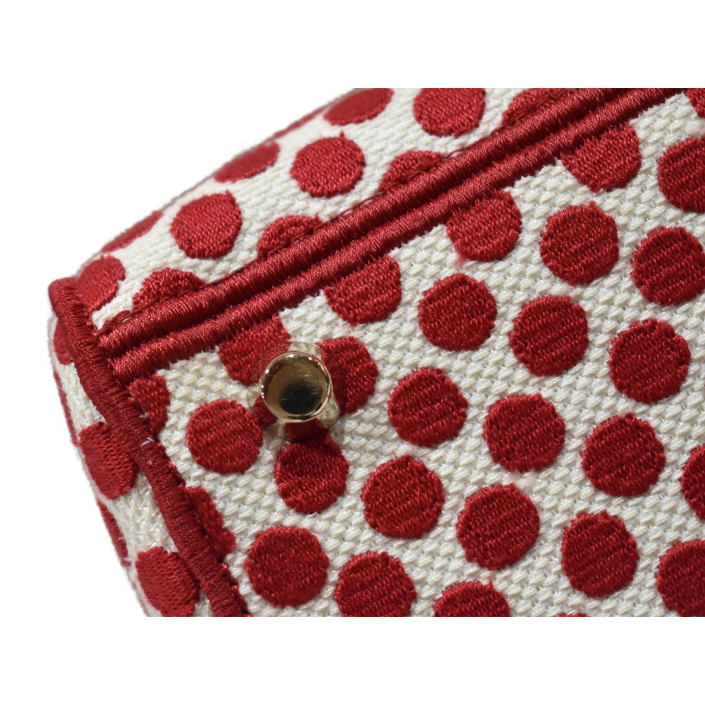 Christian Dior Lady Bag Red White Canvas Polka Dot Handbag Shoulder Strap - Picture 6 of 7